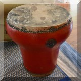 F19. Drum side table. 23”h x 22”w 